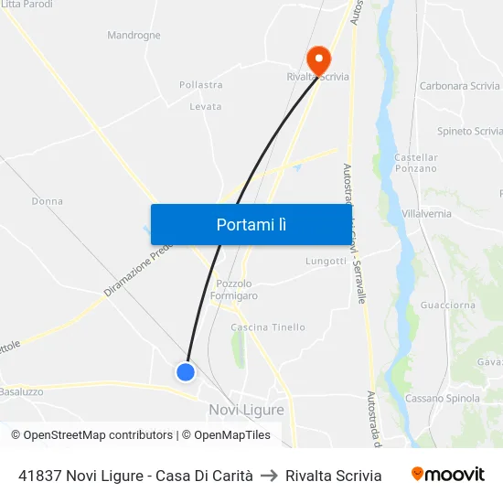 41837 Novi Ligure - Casa Di Carità to Rivalta Scrivia map