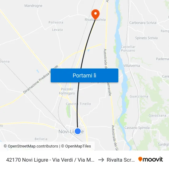 42170 Novi Ligure - Via Verdi / Via Manzoni to Rivalta Scrivia map