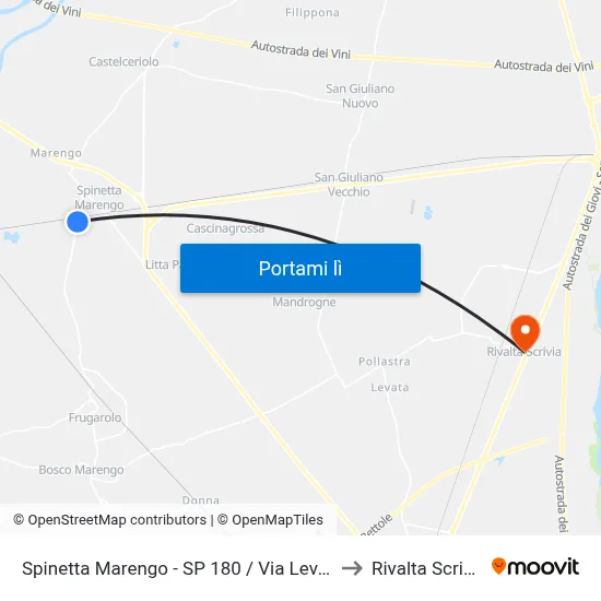 Spinetta Marengo - SP 180 / Via Levata to Rivalta Scrivia map