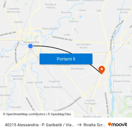 40215 Alessandria - P. Garibaldi / Via Lanza to Rivalta Scrivia map