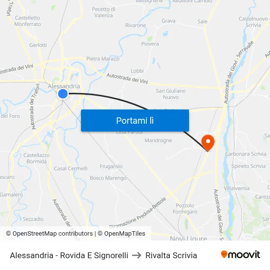 Alessandria - Rovida E Signorelli to Rivalta Scrivia map