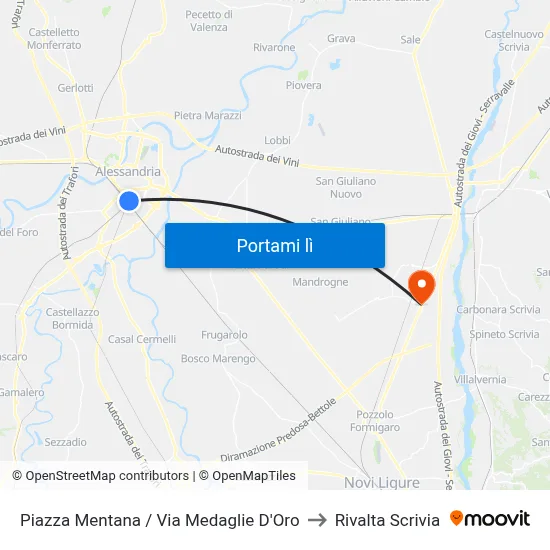 Medaglie D'Oro - Mentana to Rivalta Scrivia map