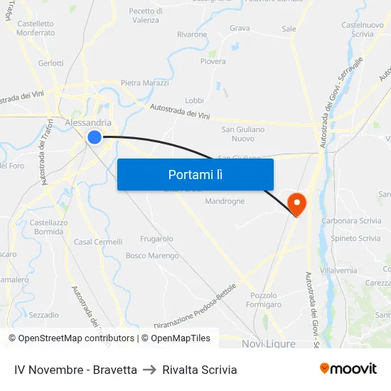 IV Novembre - Bravetta to Rivalta Scrivia map