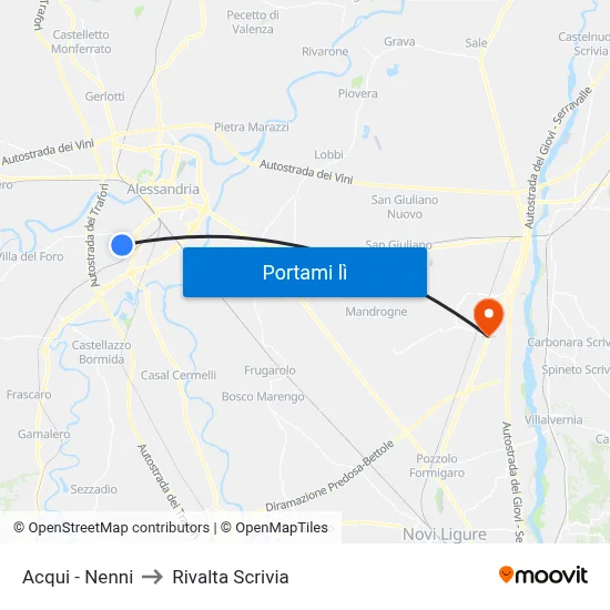Acqui - Nenni to Rivalta Scrivia map