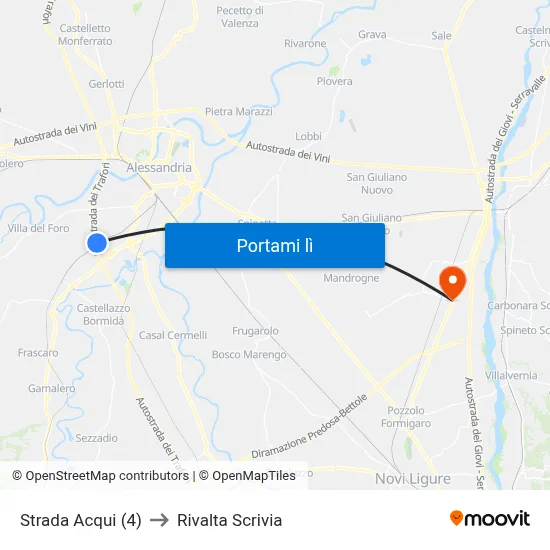Strada Acqui (4) to Rivalta Scrivia map