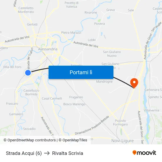 Strada Acqui (6) to Rivalta Scrivia map