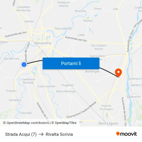 Strada Acqui (7) to Rivalta Scrivia map