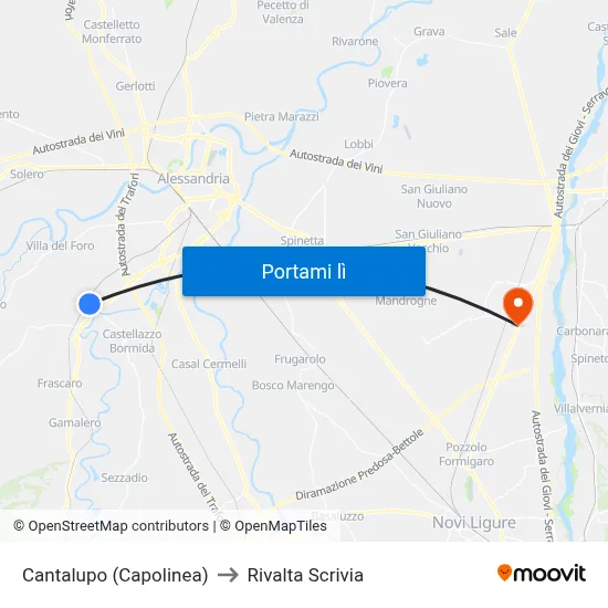 Cantalupo (Capolinea) to Rivalta Scrivia map