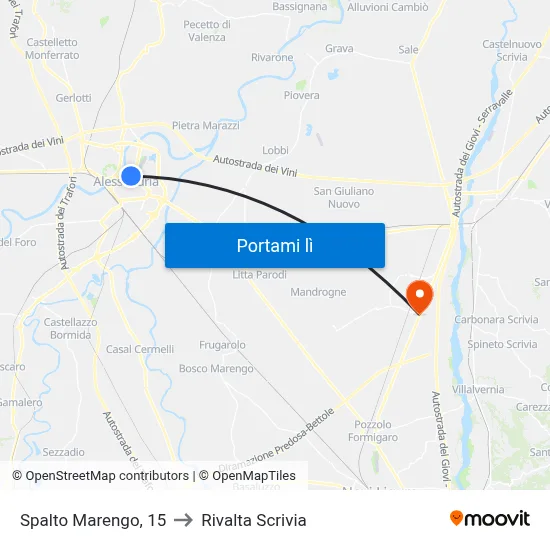 Spalto Marengo, 15 to Rivalta Scrivia map