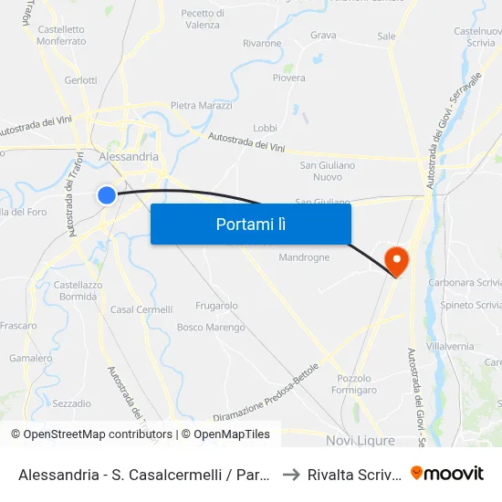 Alessandria - S. Casalcermelli / Parco to Rivalta Scrivia map