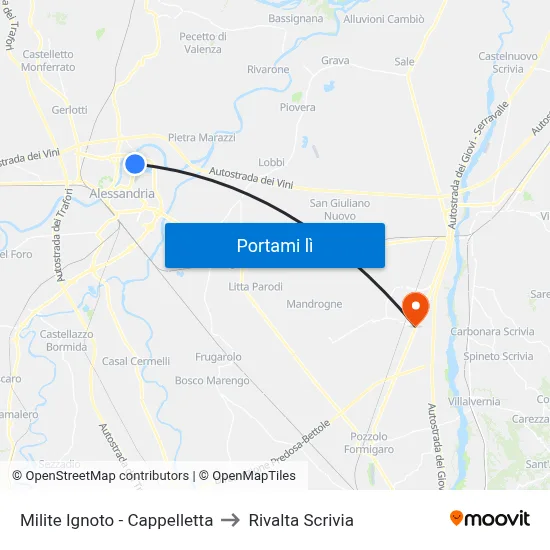 Milite Ignoto - Cappelletta to Rivalta Scrivia map
