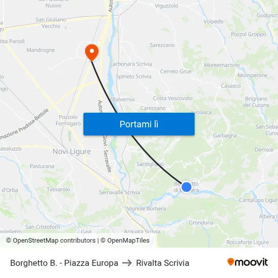 Borghetto B. - Piazza Europa to Rivalta Scrivia map