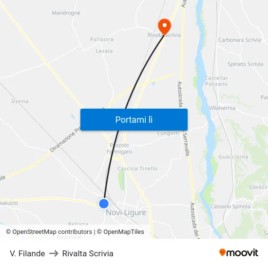 V. Filande to Rivalta Scrivia map