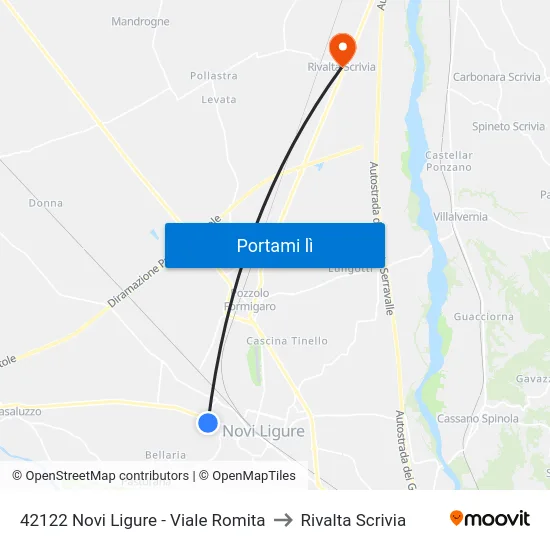 42122 Novi Ligure - Viale Romita to Rivalta Scrivia map
