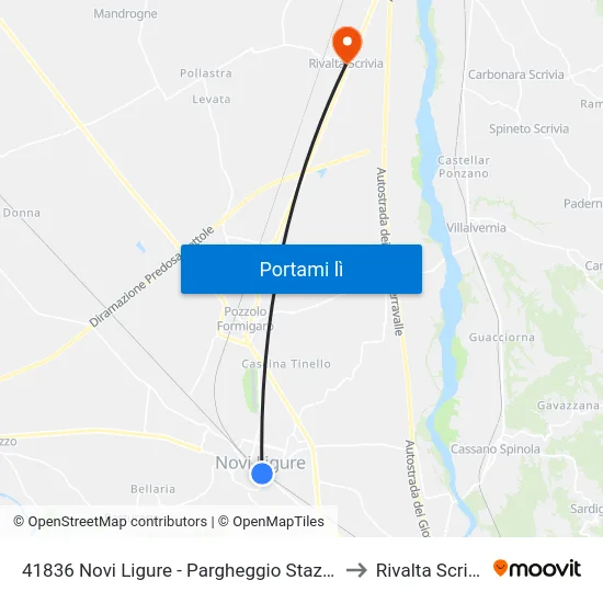 41836 Novi Ligure - Pargheggio Stazione to Rivalta Scrivia map