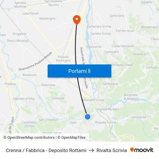 Crenna / Fabbrica - Deposito Rottami to Rivalta Scrivia map