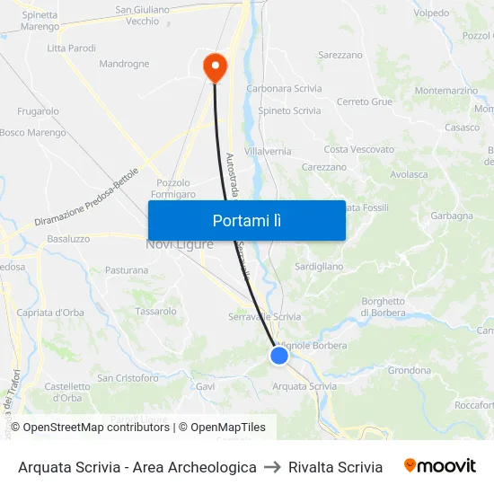 Arquata Scrivia - Area Archeologica to Rivalta Scrivia map