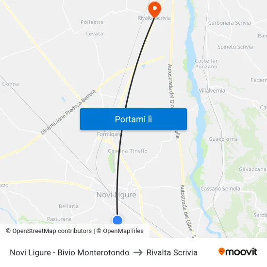 Novi Ligure - Bivio Monterotondo to Rivalta Scrivia map