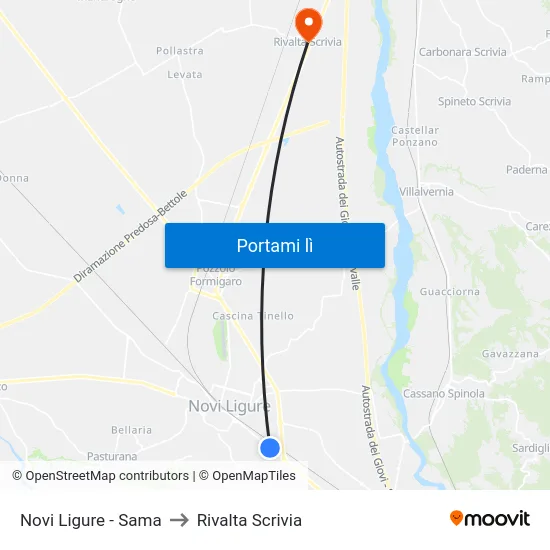 Novi Ligure - Sama to Rivalta Scrivia map