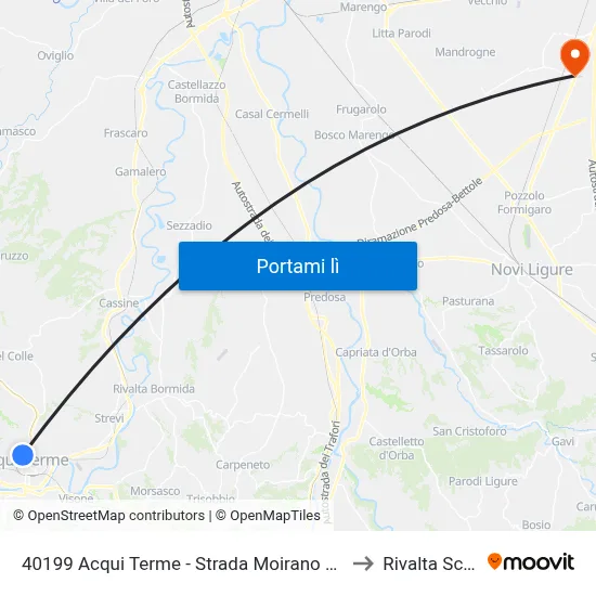 40199 Acqui Terme - Strada Moirano / Rotonda to Rivalta Scrivia map