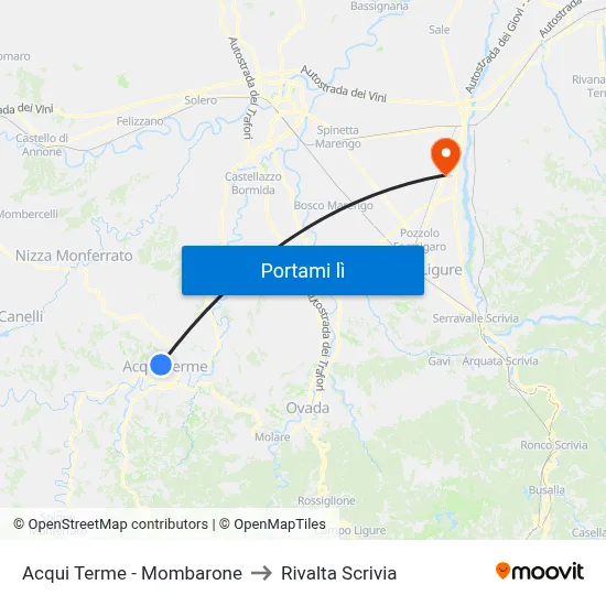 Acqui Terme - Mombarone to Rivalta Scrivia map