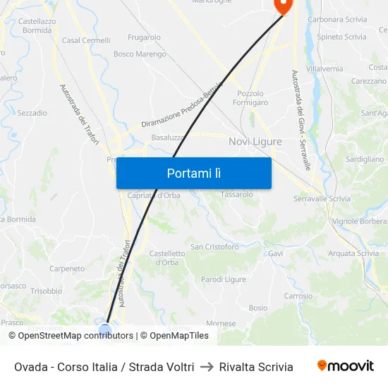 Ovada - Corso Italia / Strada Voltri to Rivalta Scrivia map