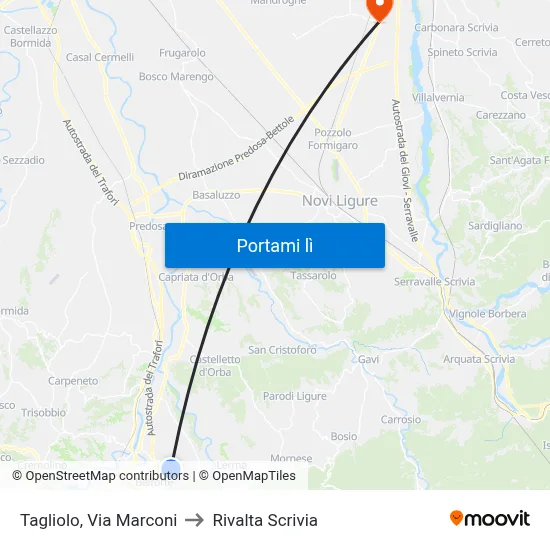 Tagliolo - Via Marconi 46 to Rivalta Scrivia map