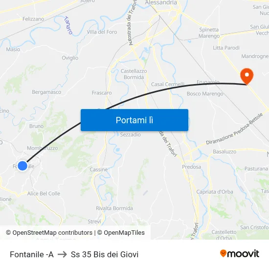 Fontanile -A to Ss 35 Bis dei Giovi map