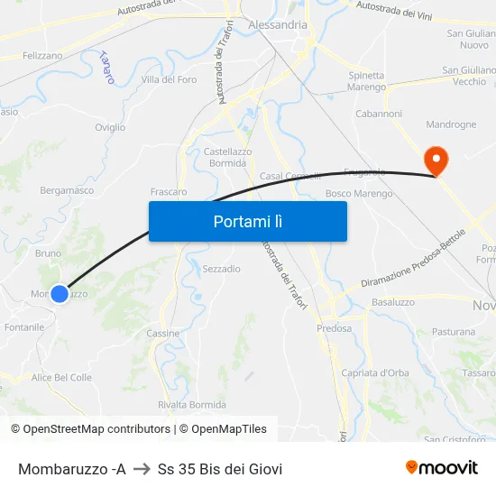 Mombaruzzo -A to Ss 35 Bis dei Giovi map