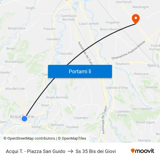 Acqui T. - Piazza San Guido to Ss 35 Bis dei Giovi map