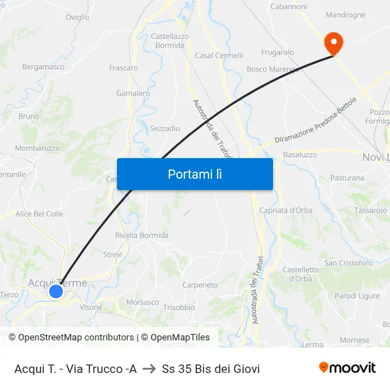 Acqui T. - Via Trucco -A to Ss 35 Bis dei Giovi map