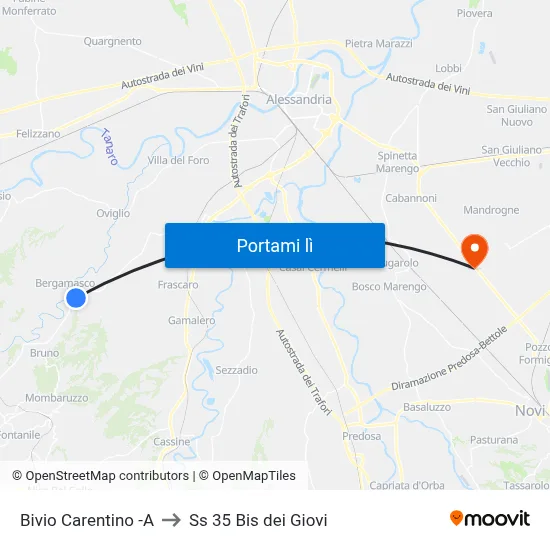 Bivio Carentino -A to Ss 35 Bis dei Giovi map