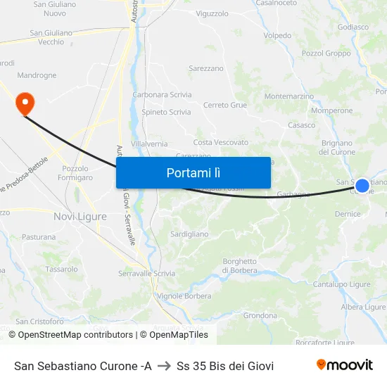 San Sebastiano Curone -A to Ss 35 Bis dei Giovi map