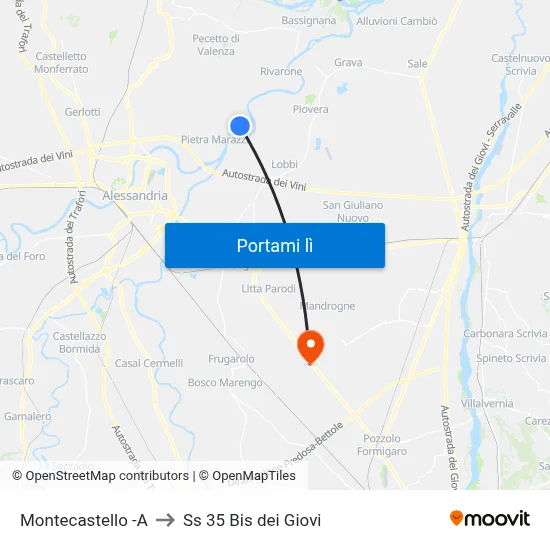 Montecastello -A to Ss 35 Bis dei Giovi map