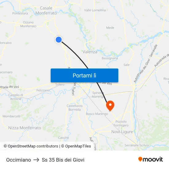 Occimiano to Ss 35 Bis dei Giovi map