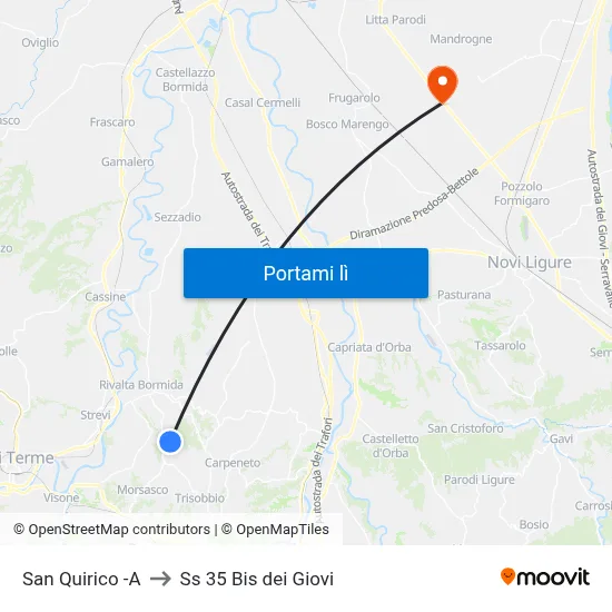 San Quirico -A to Ss 35 Bis dei Giovi map