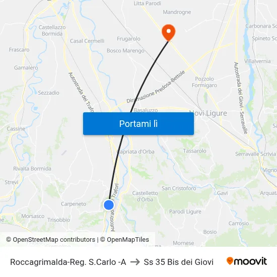 Roccagrimalda-Reg. S.Carlo -A to Ss 35 Bis dei Giovi map