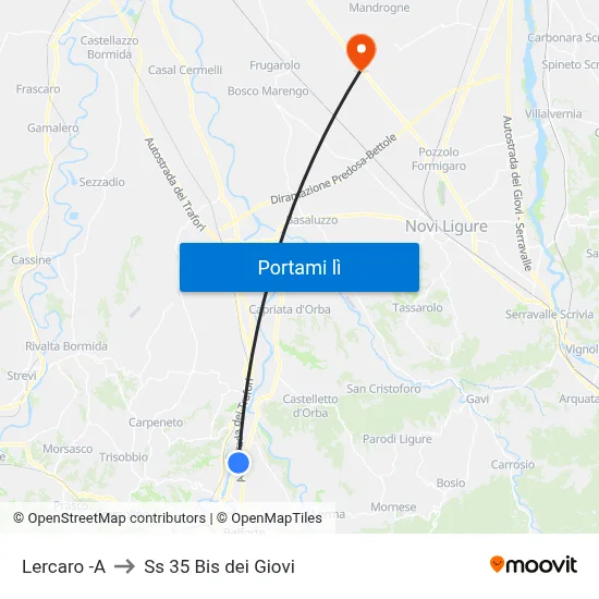 Lercaro -A to Ss 35 Bis dei Giovi map