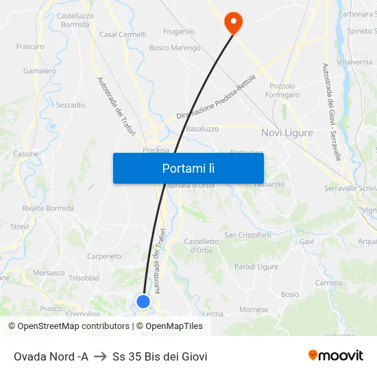 Ovada Nord -A to Ss 35 Bis dei Giovi map