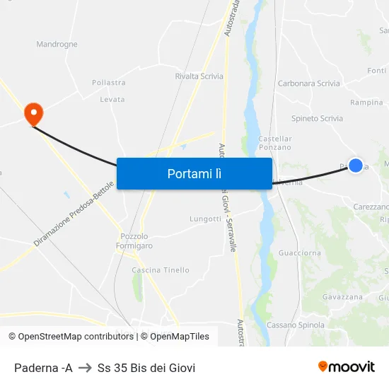 Paderna -A to Ss 35 Bis dei Giovi map