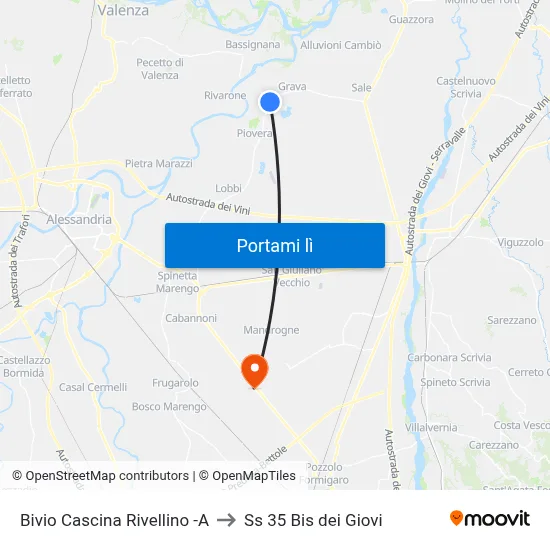 Bivio Cascina Rivellino -A to Ss 35 Bis dei Giovi map