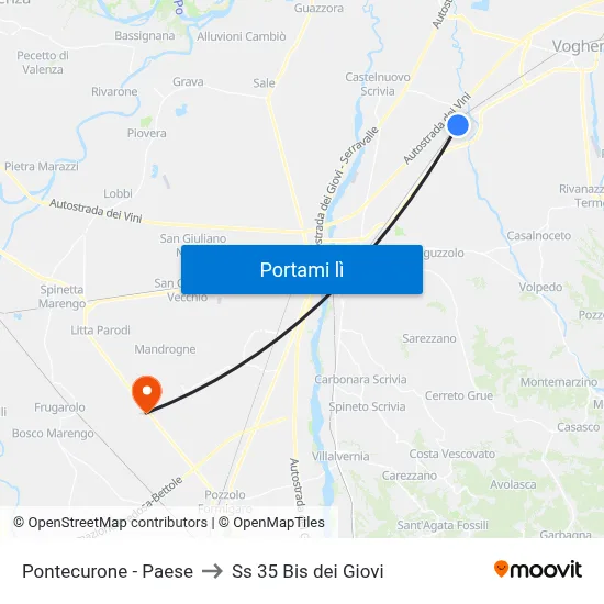 Pontecurone - Paese to Ss 35 Bis dei Giovi map