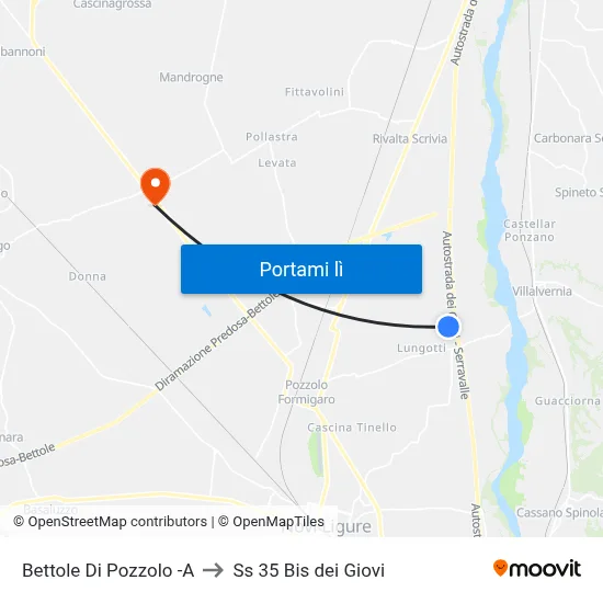 Bettole Di Pozzolo -A to Ss 35 Bis dei Giovi map