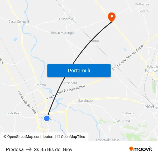 Predosa to Ss 35 Bis dei Giovi map