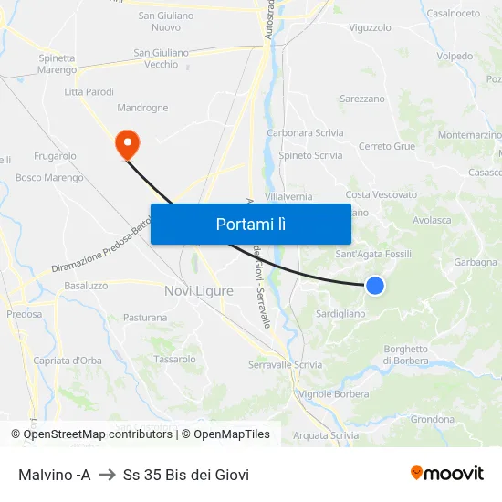 Malvino -A to Ss 35 Bis dei Giovi map