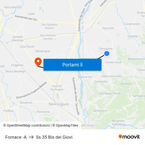 Fornace -A to Ss 35 Bis dei Giovi map