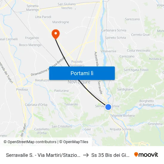 Serravalle S. - Via Martiri/Stazione to Ss 35 Bis dei Giovi map