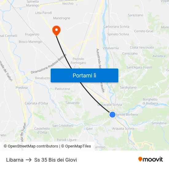 Libarna to Ss 35 Bis dei Giovi map