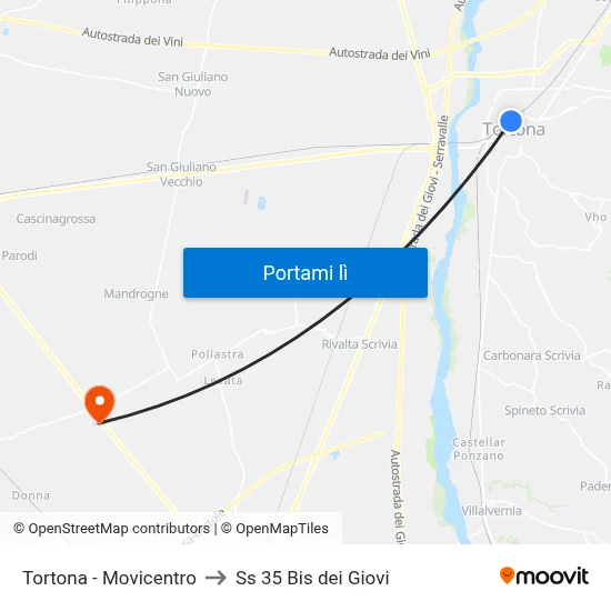 Tortona - Movicentro to Ss 35 Bis dei Giovi map