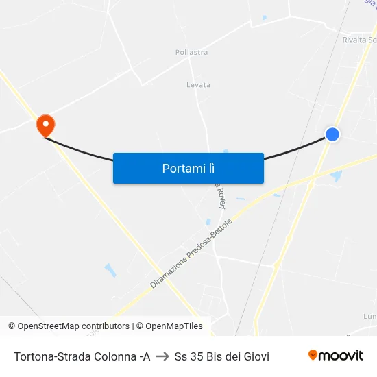 Tortona-Strada Colonna -A to Ss 35 Bis dei Giovi map